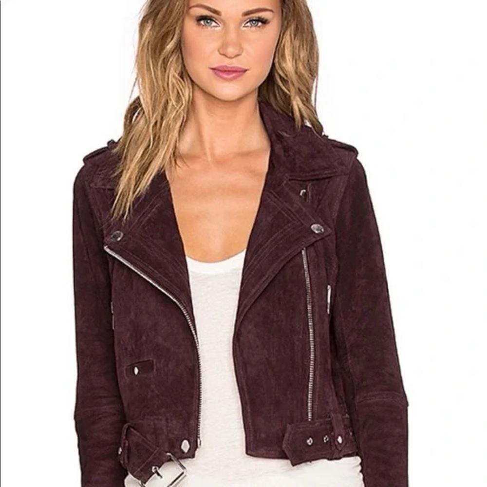 BLANKNYC Plum Purple Burgundy Suede Moto Jacket
